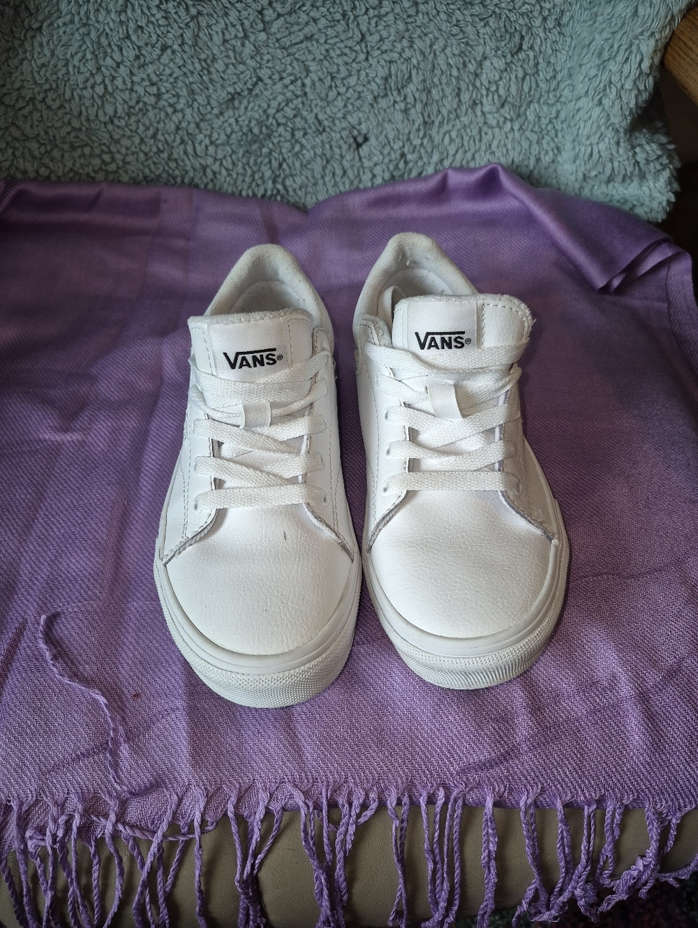 Vans Youth White Low-Top Leather Sneakers